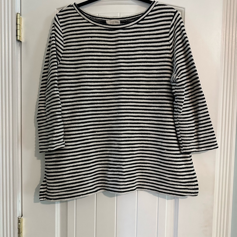 LOFT Black and White Striped Top
